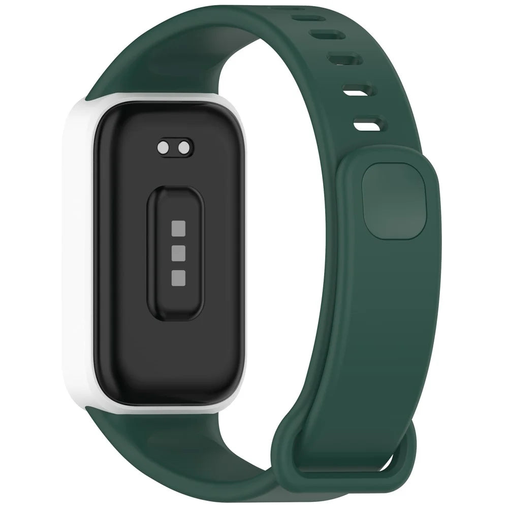 For Xiaomi Smart Band 9 Active / Redmi Band 3 Wristband Dual Color Silicone Strap with Watch Case - Dark Green + White - 3