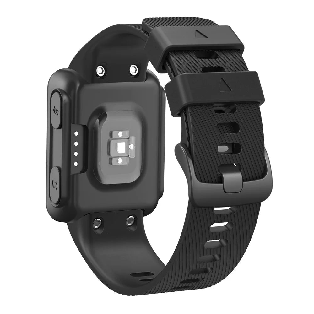 Silicone Strap for Garmin Forerunner 35 / 30 Adjustable Watch Band with Black Buckle - Black - 3