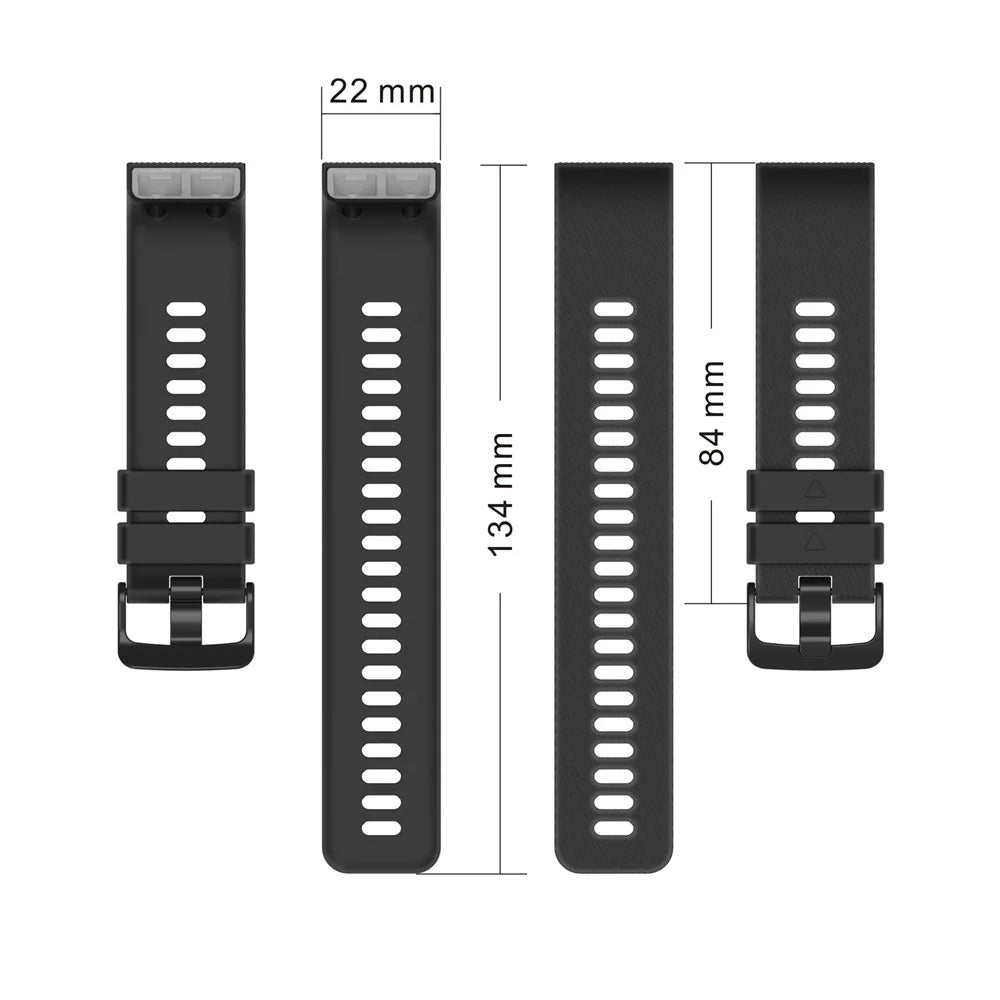 Silicone Strap for Garmin Forerunner 35 / 30 Adjustable Watch Band with Black Buckle - Black - 7