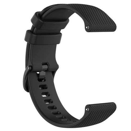 18mm Watch Band for Garmin Vivomove 3S / GarminMove 3S / Vivoactive 4S 40mm 45mm / GarminActive S Grid Texture Silicone Strap - Black - 1