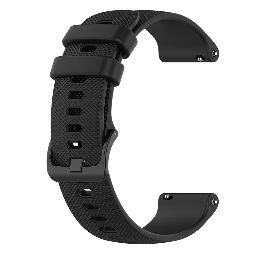 18mm Watch Band for Garmin Vivomove 3S / GarminMove 3S / Vivoactive 4S 40mm 45mm / GarminActive S Grid Texture Silicone Strap - Black - 2