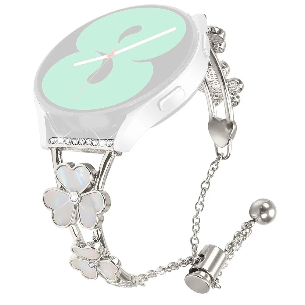 For Garmin D2 Air X10 / Bounce Watchband Heart Clover Decor Zinc Alloy Metal Strap - Starlight - 1