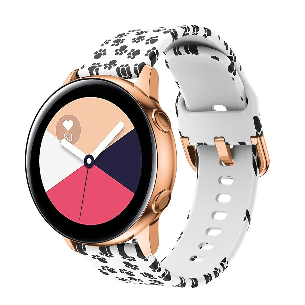 For Samsung Galaxy Watch Active 20mm Colorful Pattern Silicone Watch Band Replacement Watch Strap - Paw Print - 2