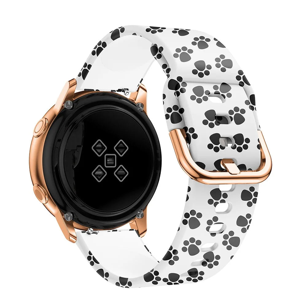 For Samsung Galaxy Watch Active 20mm Colorful Pattern Silicone Watch Band Replacement Watch Strap - Paw Print - 3