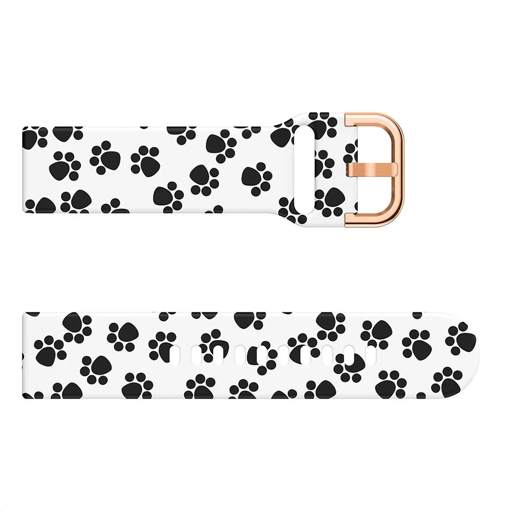 For Samsung Galaxy Watch Active 20mm Colorful Pattern Silicone Watch Band Replacement Watch Strap - Paw Print - 4