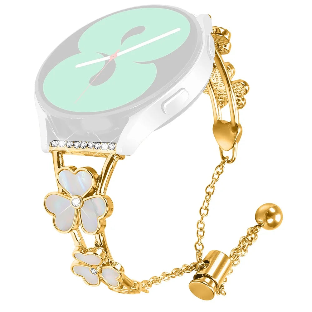 For Garmin Forerunner 55 / Venu Watchband Heart Clover Decor Zinc Alloy Metal Strap - Gold - 1