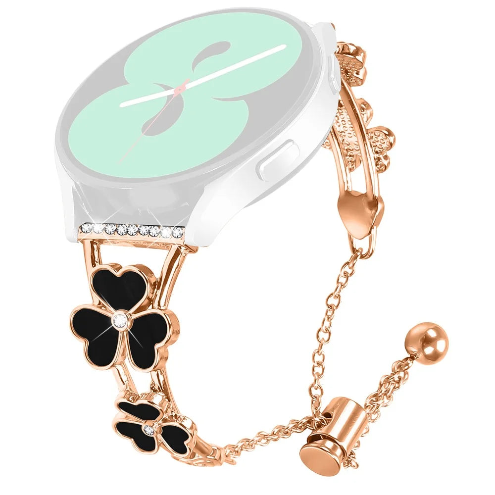 For Garmin Instinct 2S Watchband Heart Clover Decor Zinc Alloy Metal Strap - Rose Gold - 1