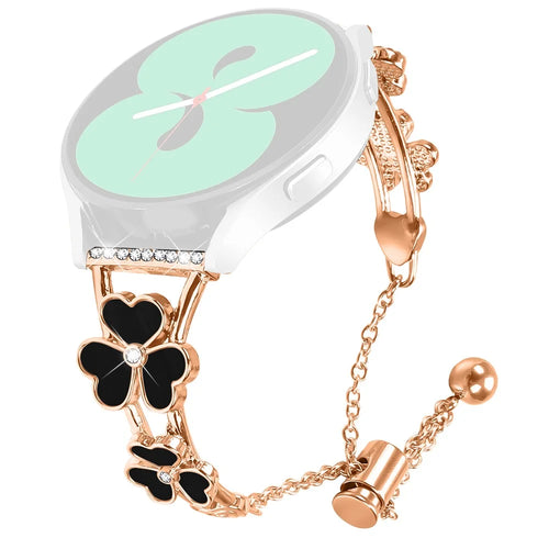 For Garmin Instinct 2S Watchband Heart Clover Decor Zinc Alloy Metal Strap - Rose Gold - 1