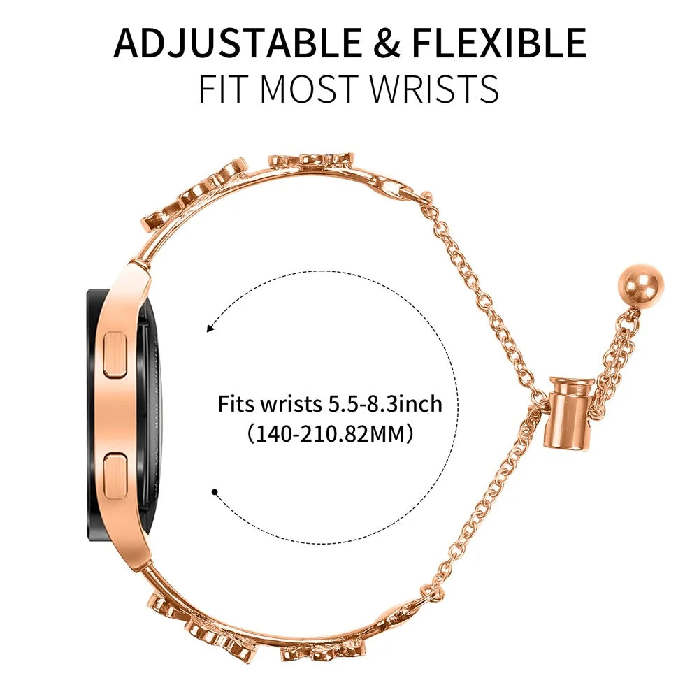 For Garmin Instinct 2S Watchband Heart Clover Decor Zinc Alloy Metal Strap - Rose Gold - 3