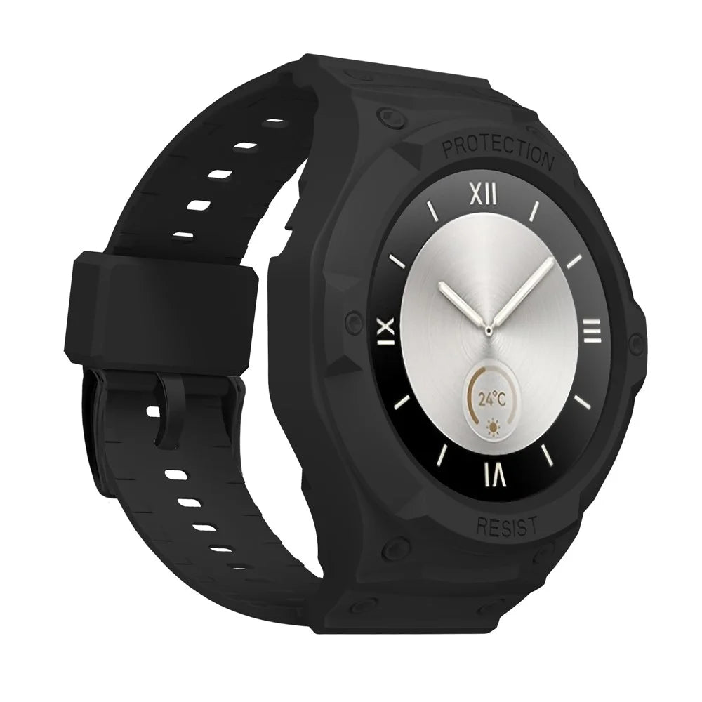 For Huawei Watch GT 5 46mm / GT 4 46mm TPU Watchband Integrated with Anti Drop Watch Case - Black - 3