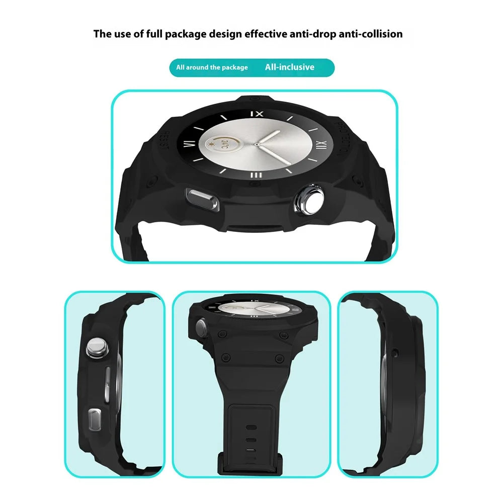 For Huawei Watch GT 5 46mm / GT 4 46mm TPU Watchband Integrated with Anti Drop Watch Case - Black - 5