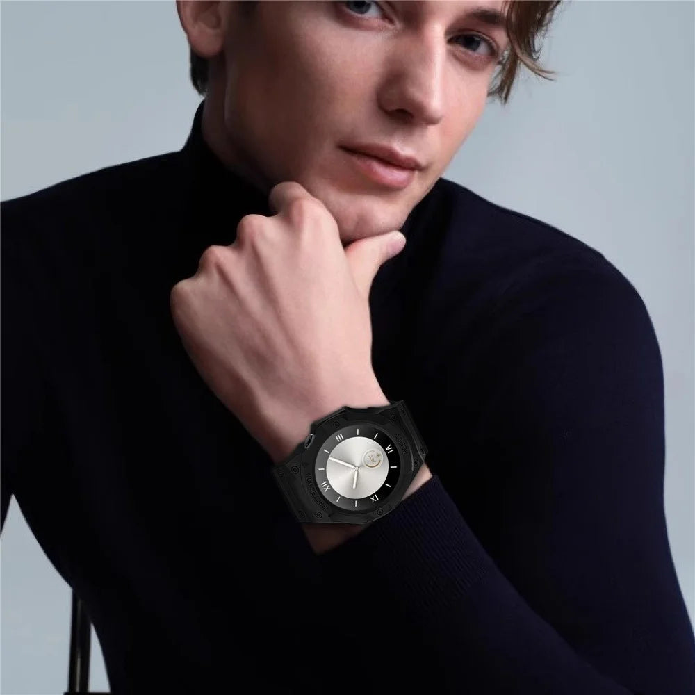 For Huawei Watch GT 5 46mm / GT 4 46mm TPU Watchband Integrated with Anti Drop Watch Case - Black - 7