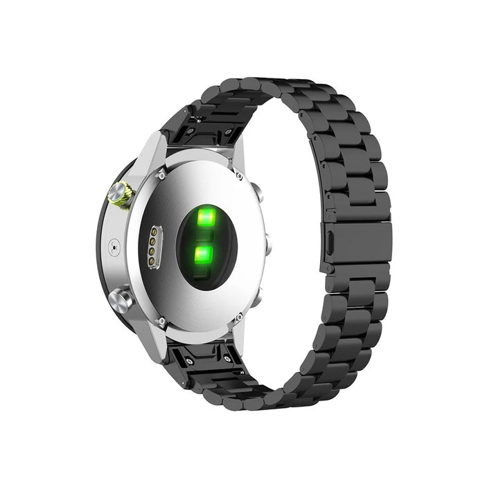 20mm Three Beads Watch Band Replacement Stainless Steel Watch Strap for Garmin Fenix 6S - Black - 3