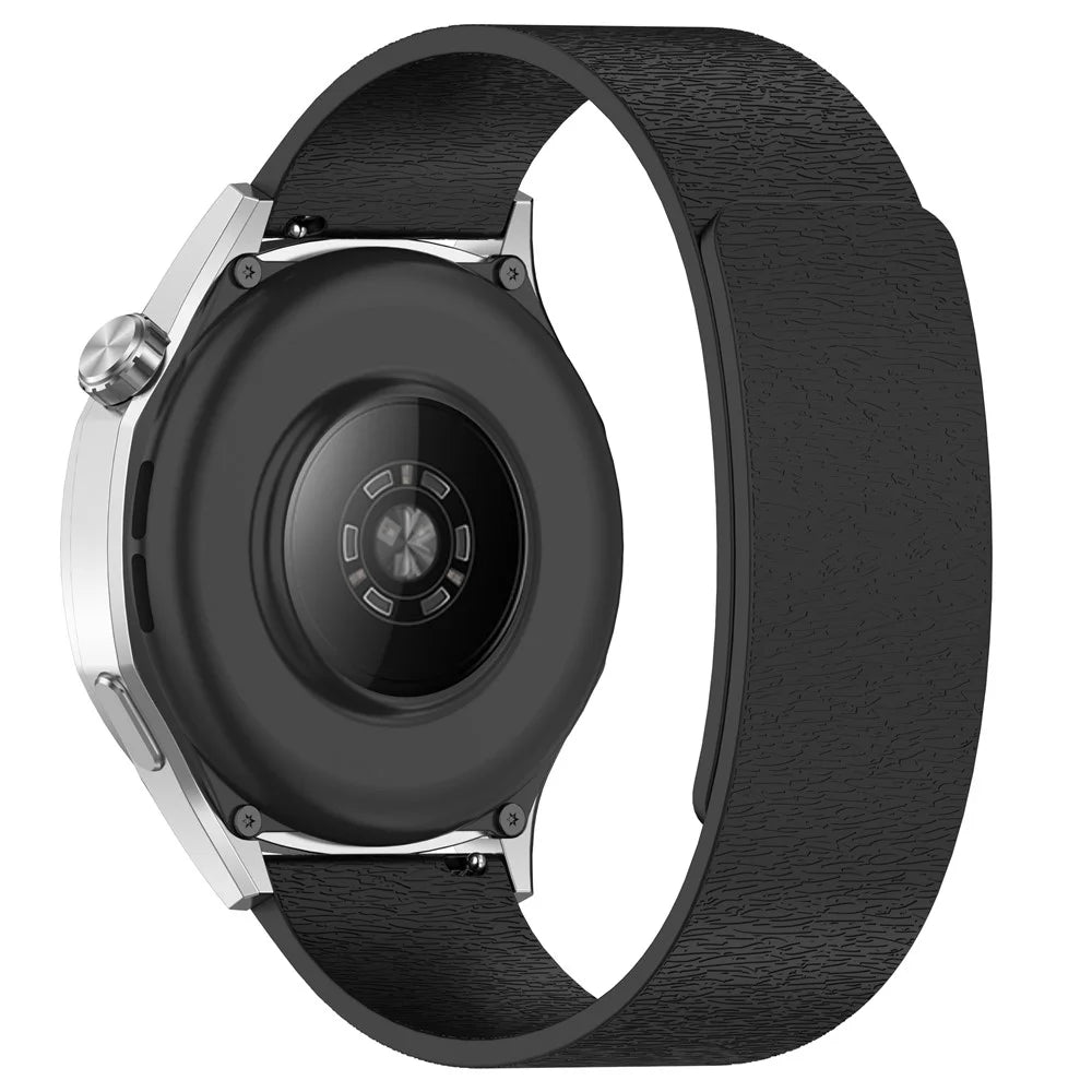 Watch Band for Huawei Watch GT 5 Pro / GT 5 / GT 4 / GT 3 / GT 2 46mm Cloud Wood Grain Universal 22mm Silicone Magnetic Strap - Black - 1