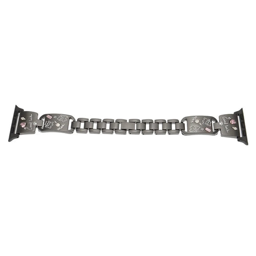 Metal Strap for Apple Watch Ultra 3 2 1 49mm / Series 11 10 46mm / 9 8 7 45mm / SE3 SE2 SE 6 5 4 44mm / 3 2 1 42mm Watch Band Cat Pattern - Black - 1