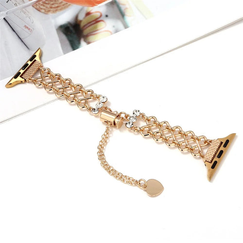 Braided Metal Strap for Apple Watch Ultra 3 2 1 49mm / Series 11 10 46mm / 9 8 7 45mm / SE3 SE2 SE 6 5 4 44mm / 3 2 1 42mm Replacement Watch Band - Gold - 1