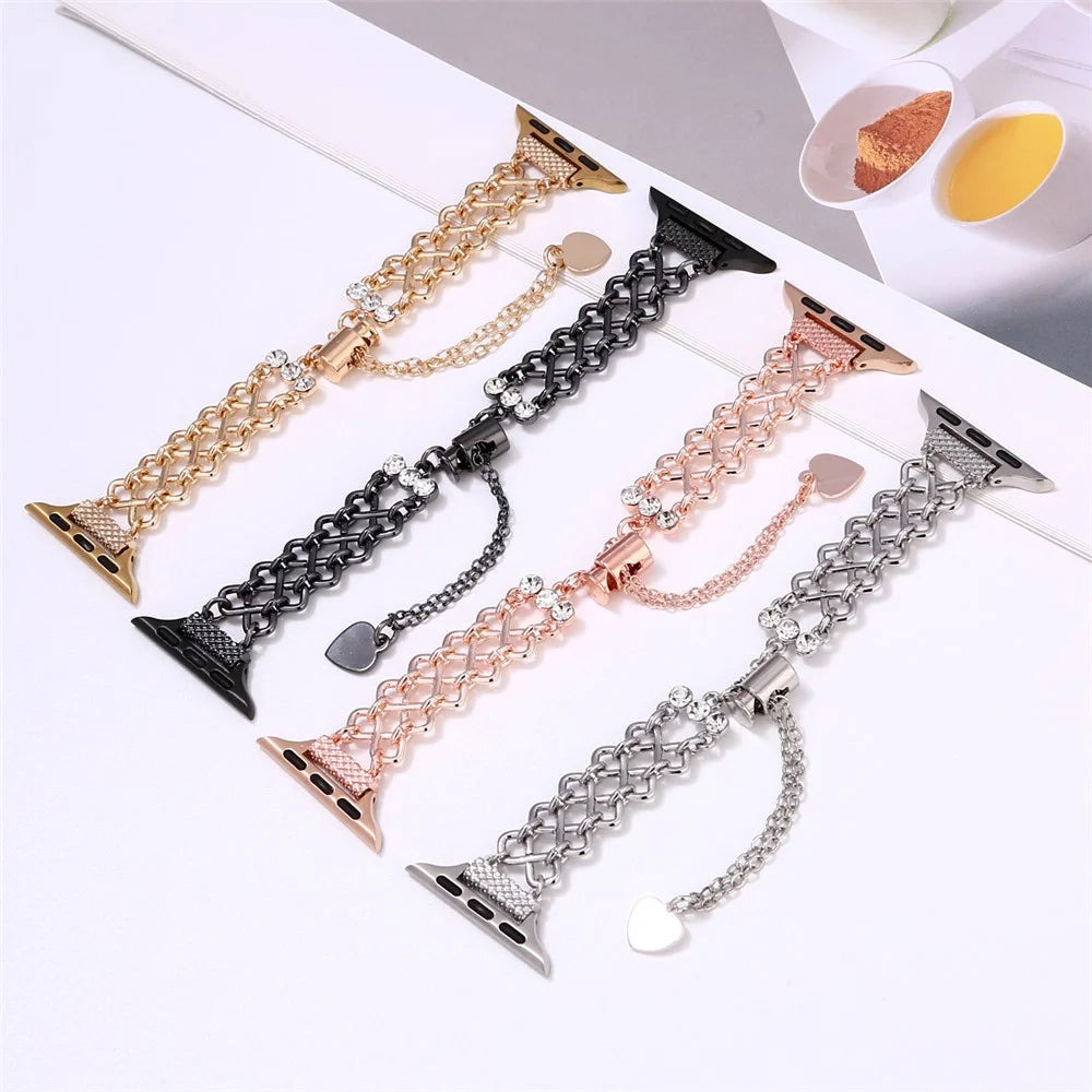 Braided Metal Strap for Apple Watch Ultra 3 2 1 49mm / Series 11 10 46mm / 9 8 7 45mm / SE3 SE2 SE 6 5 4 44mm / 3 2 1 42mm Replacement Watch Band - Gold - 5