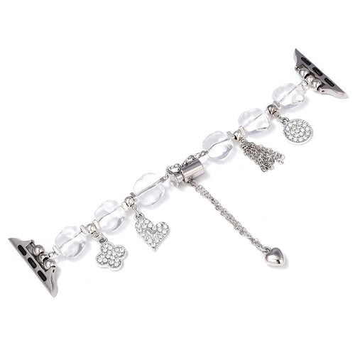 Replacement Strap for Apple Watch Ultra 3 2 1 49mm / Series 11 10 46mm / 9 8 7 45mm / SE3 SE2 SE 6 5 4 44mm / 3 2 1 42mm Clear Pendant Decor Watch Band - Style C - 1