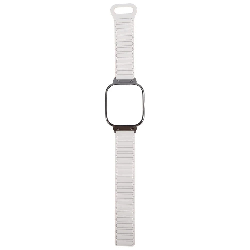 For Xiaomi Redmi Watch 5 / 4 Metal Black Frame Integrated Magnetic Silicone Watch Band - White+Orange - 3
