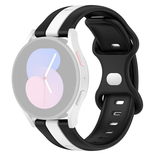 KALEBOL 22mm Dual Color Silicone Strap for Samsung Galaxy Watch3 45mm / Huawei Watch GT 5 46mm / GT 5 Pro 46mm Watch Band - Black+White - 1