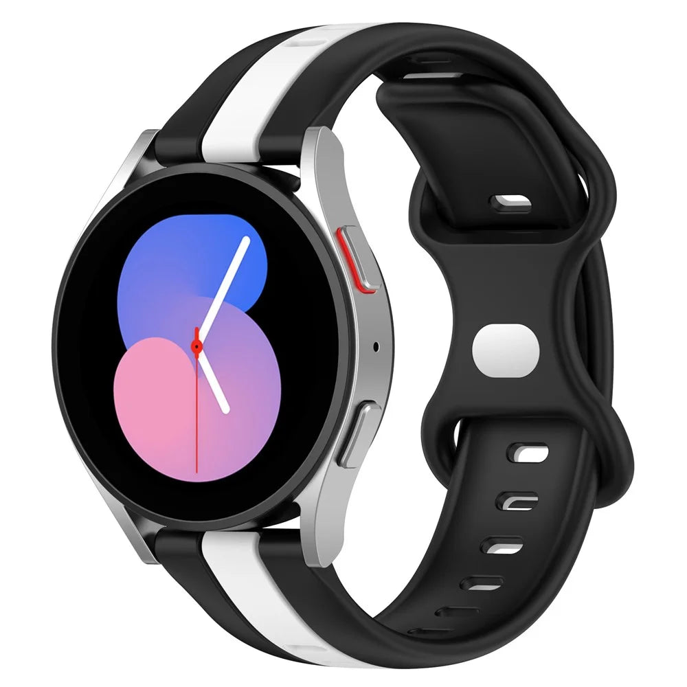KALEBOL 22mm Dual Color Silicone Strap for Samsung Galaxy Watch3 45mm / Huawei Watch GT 5 46mm / GT 5 Pro 46mm Watch Band - Black+White - 2