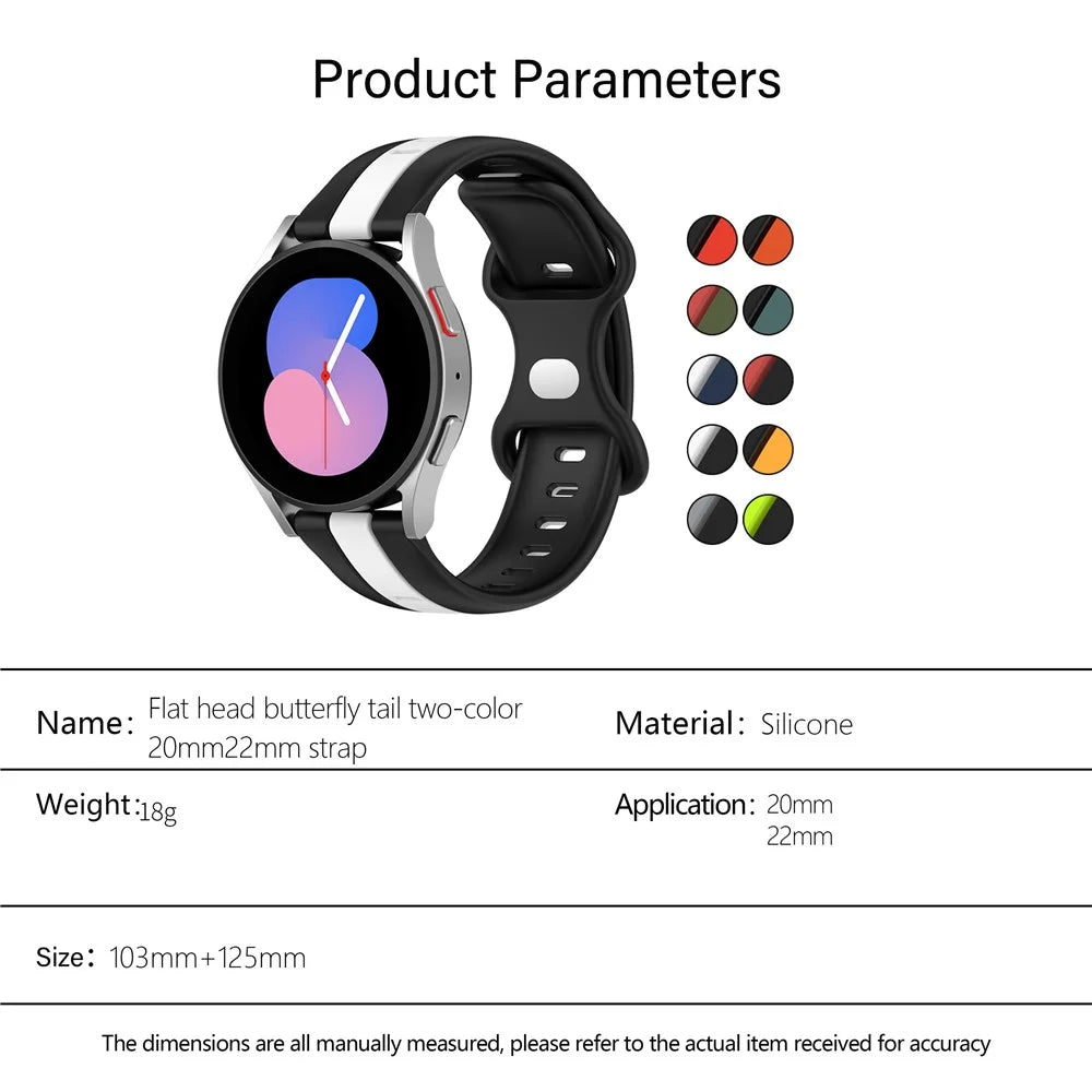 KALEBOL 22mm Dual Color Silicone Strap for Samsung Galaxy Watch3 45mm / Huawei Watch GT 5 46mm / GT 5 Pro 46mm Watch Band - Black+White - 4