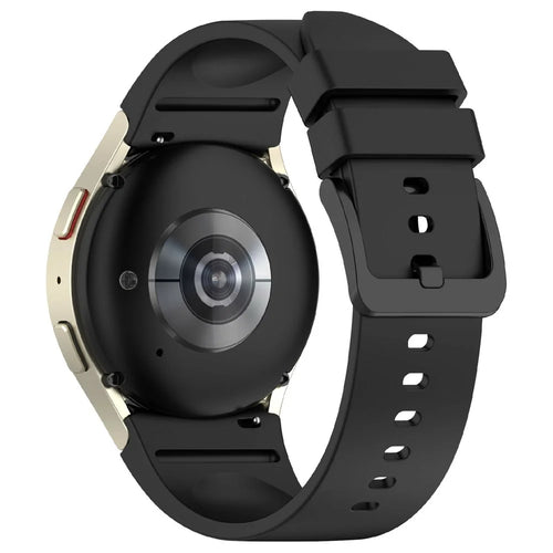 KALEBOL Silicone Watch Strap for Samsung Galaxy Watch7 / Watch FE 40mm / Watch6 / Watch 5 Wrist Band with Color Matched Buckle - Black - 1