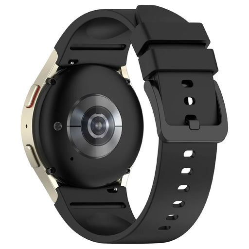 KALEBOL Silicone Watch Strap for Samsung Galaxy Watch7 / Watch FE 40mm / Watch6 / Watch 5 Wrist Band with Color Matched Buckle - Black - 1