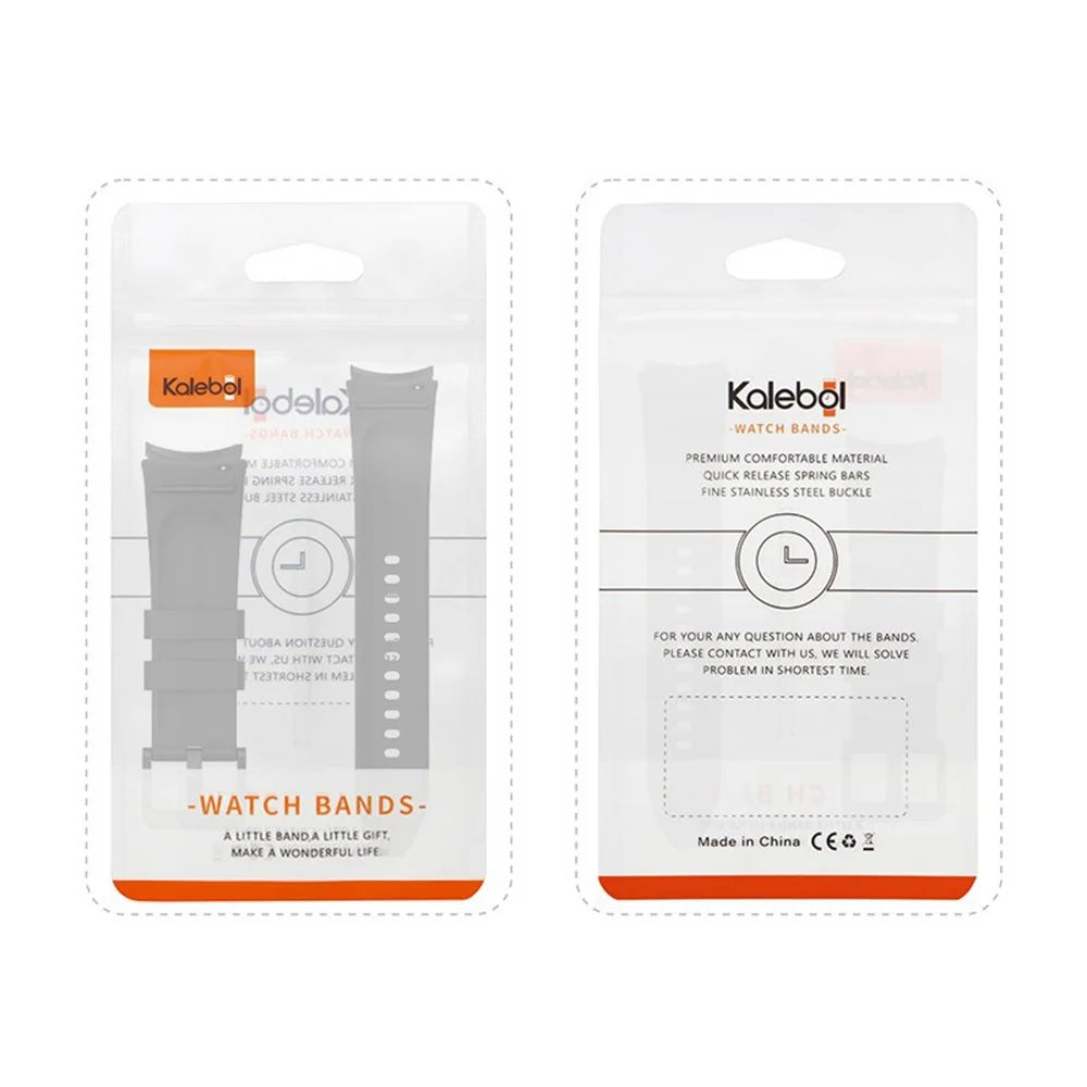 KALEBOL Silicone Watch Strap for Samsung Galaxy Watch7 / Watch FE 40mm / Watch6 / Watch 5 Wrist Band with Color Matched Buckle - Black - 7