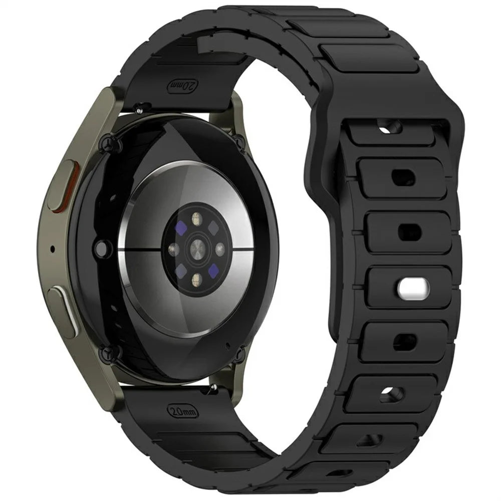 KALEBOL 20mm Silicone Watch Strap for Samsung Galaxy Watch6 Classic 47mm / 43mm / Huawei Watch GT 3 Pro 43mm I-Shaped Watch Band - Black - 1