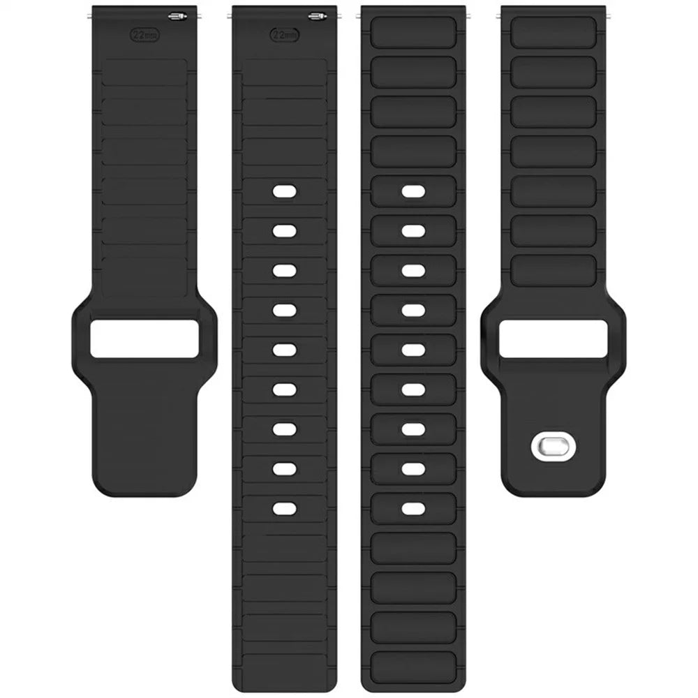 KALEBOL 22mm Silicone Watch Strap for Samsung Galaxy Watch3 45mm  /  Huawei Watch GT 5 46mm  /  GT 5 Pro 46mm I-Shaped Band - Black - 5