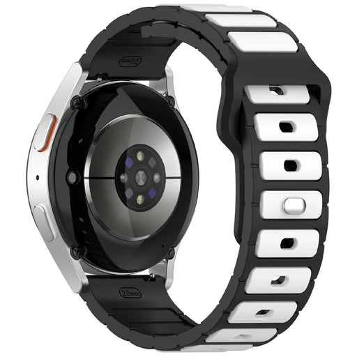 KALEBOL 20mm Dual Color Silicone Strap for Samsung Galaxy Watch6 Classic 47mm / 43mm / Huawei Watch GT 3 Pro 43mm Watch Band - Black+White - 1