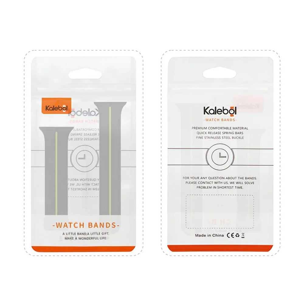 KALEBOL Magnetic Silicone Strap for Apple Watch Series 11 10 42mm / 9 8 7 41mm / SE3 SE2 SE 6 5 4 40mm / 3 2 1 38mm Stripe Watch Band - Black+Lime - 7