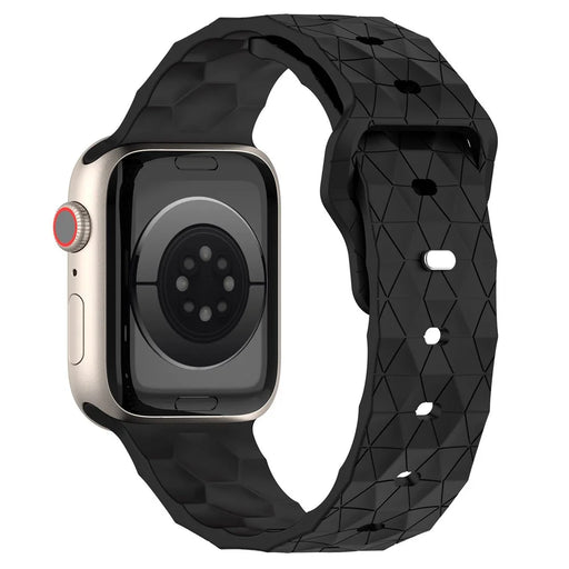 KALEBOL Football Texture Silicone Strap for Apple Watch Ultra 3 2 1 49mm / Series 11 10 46mm / 9 8 7 45mm / SE3 SE2 SE 6 5 4 44mm / 3 2 1 42mm Watch Band - Black - 1