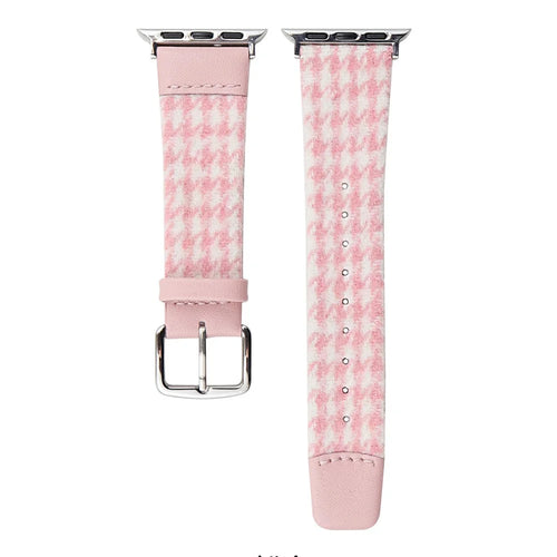 Woolen Fabric Leather Strap for Apple Watch Ultra 3 2 1 49mm / Series 11 10 46mm / 9 8 7 45mm / SE3 SE2 SE 6 5 4 44mm / 3 2 1 42mm Watch Band - Pink - 1