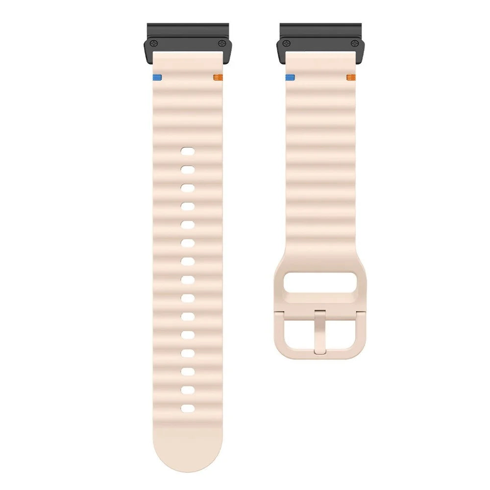 Watch Band for Garmin Fenix 8 51mm / Enduro 3 / Enduro 2 Quick Release Wavy Texture Silicone Strap with Black Connector - Pink - 2