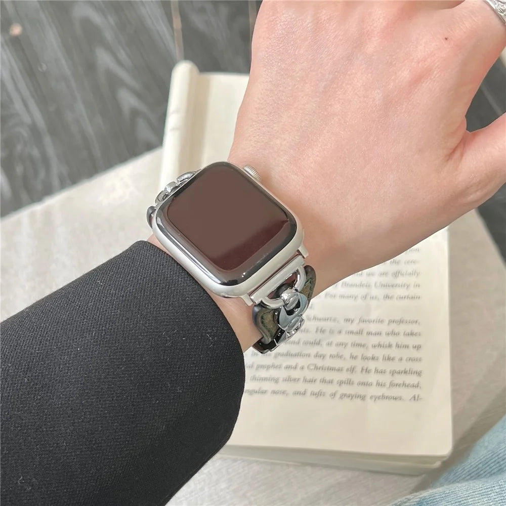 Wrist Strap for Apple Watch Ultra 3 2 1 49mm / Series 11 10 46mm / 9 8 7 45mm / SE3 SE2 SE 6 5 4 44mm / 3 2 1 42mm D Buckle Genuine Cow Leather Band - Green / Silver Buckle - 5