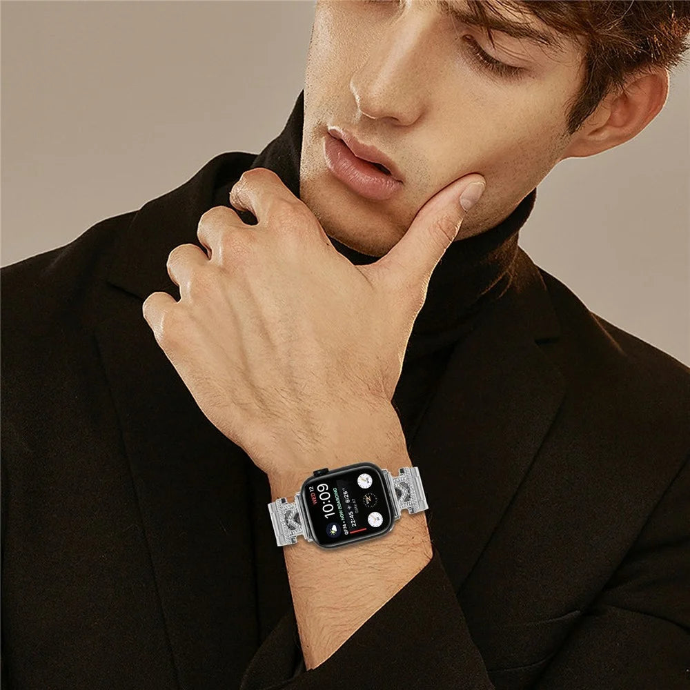 Watch Strap For Apple Watch Ultra 3 2 1 49mm / Series 11 10 46mm / 9 8 7 45mm / SE3 SE2 SE 6 5 4 44mm / 3 2 1 42mm Silver Stainless Steel 3-Bead Band - 6