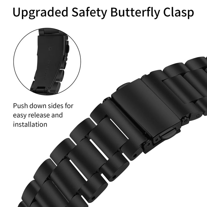 Replacement Strap for Garmin vivoactive 5 / GarminActive 5 M-Type Stainless Steel Watch Band - Black - 4