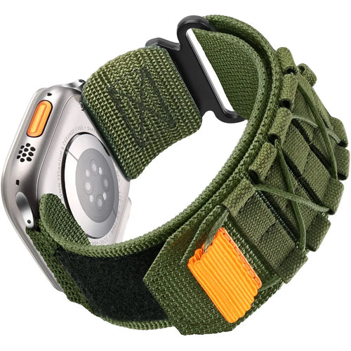 Watch Band For Apple Watch Series 11 10 42mm / 9 8 7 41mm / SE3 SE2 SE 6 5 4 40mm / 3 2 1 38mm Nylon Woven Magic Tape Strap - Army Green - 1