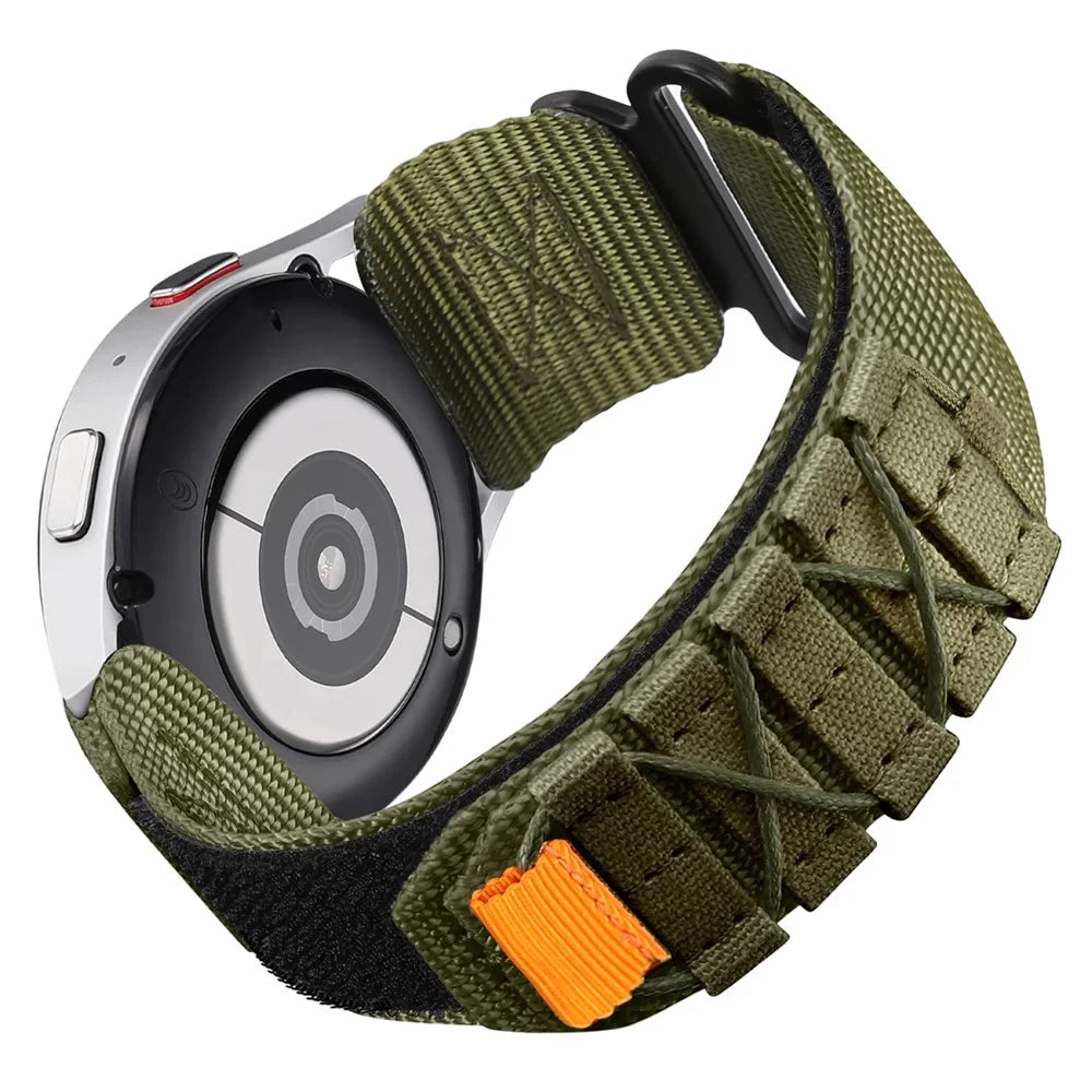 22mm Watch Band For Samsung Galaxy Watch 46mm  /  Watch3 45mm  /  Huawei Watch GT 5 Pro 46mm  /  GT 5 46mm Nylon Woven Magic Tape Strap - Army Green - 1