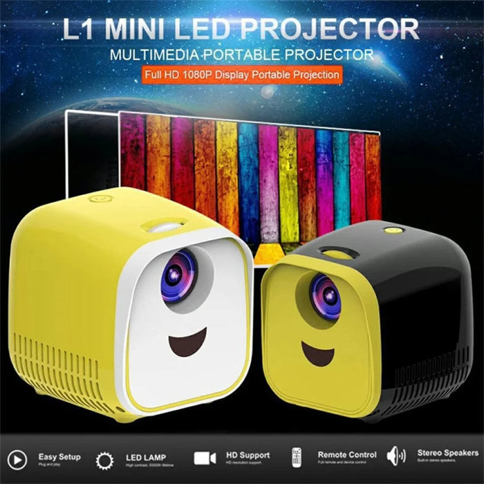 L1 Mini Projector for Kids Portable LED Projector with Built-In Speaker Home Entertainment Device - Yellow  /  US Plug - 3