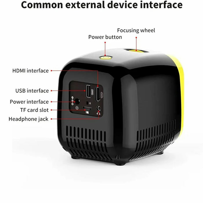 L1 Mini Projector for Kids Portable LED Projector with Built-In Speaker Home Entertainment Device - Yellow  /  US Plug - 6