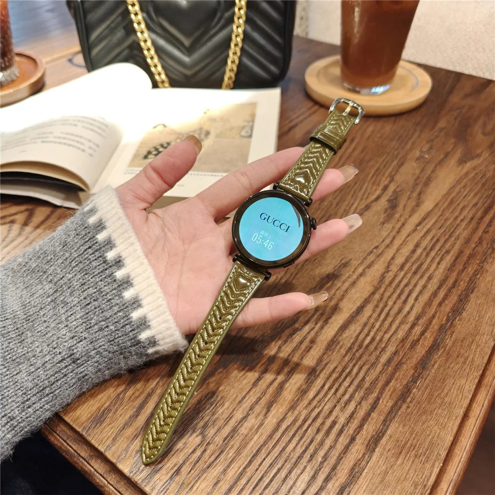 18mm Watch Band For Garmin Venu 3S  /  2S  /  Forerunner 265S  /  255S  /  Vivomove 3S Heart Pattern Embossed Genuine Leather Strap - Green - 5