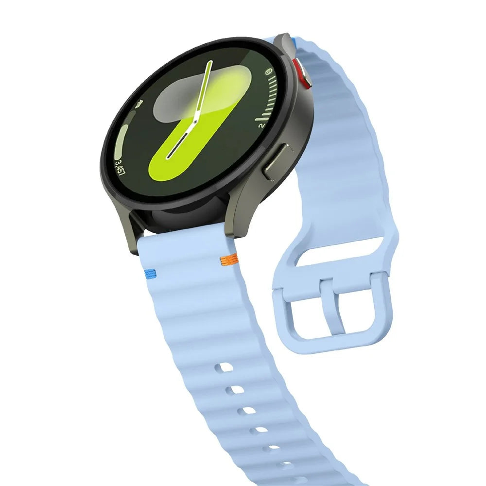 Watch Band For Garmin Vivomove 3 / Samsung Galaxy Watch3 41mm / Huawei Watch GT 2 42mm , 20mm Silicone Strap with Wave Pattern - Baby Blue - 3