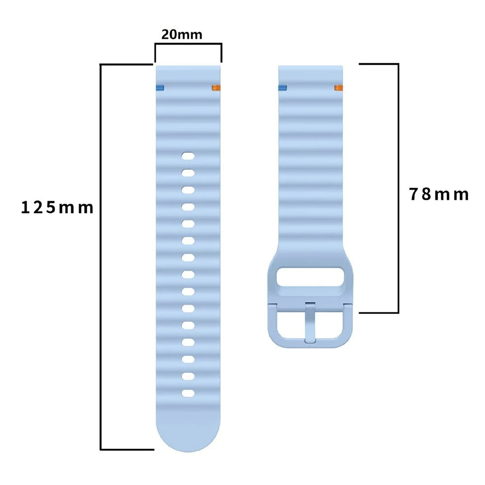Watch Band For Garmin Vivomove 3 / Samsung Galaxy Watch3 41mm / Huawei Watch GT 2 42mm , 20mm Silicone Strap with Wave Pattern - Baby Blue - 6