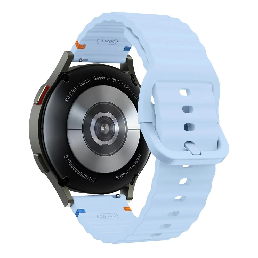 22mm Watch Band for Samsung Galaxy Watch3 45mm / Watch 46m / Huawei Watch GT 46mm Wavy Pattern Silicone Strap - Baby Blue - 1