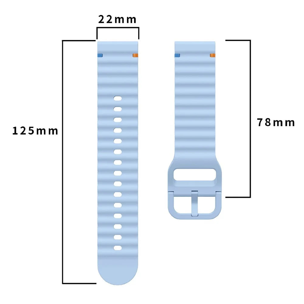 22mm Watch Band for Samsung Galaxy Watch3 45mm / Watch 46m / Huawei Watch GT 46mm Wavy Pattern Silicone Strap - Baby Blue - 6