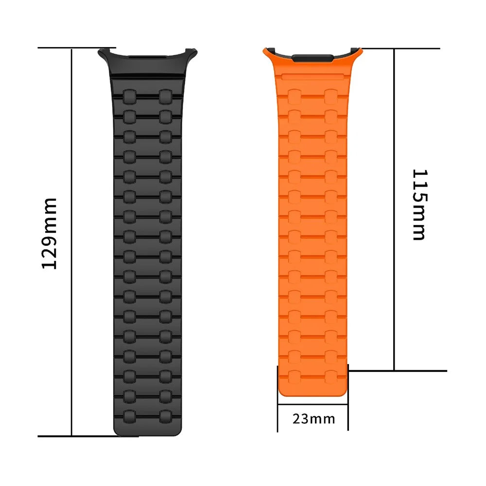 For Samsung Galaxy Watch Ultra2 47mm / Watch Ultra (2025) 47mm / Watch Ultra 47mm Band Strong Magnetic Silicone Dual Color Watch Strap - Grey + Orange - 7