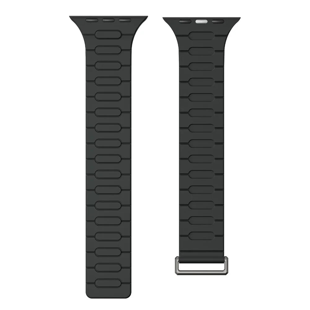 AP Magnetic Watch Band for Apple Watch Ultra 3 2 1 49mm / Series 11 10 46mm / 9 8 7 45mm / SE3 SE2 SE 6 5 4 44mm / 3 2 1 42mm Silicone Sport Strap - Black - 3